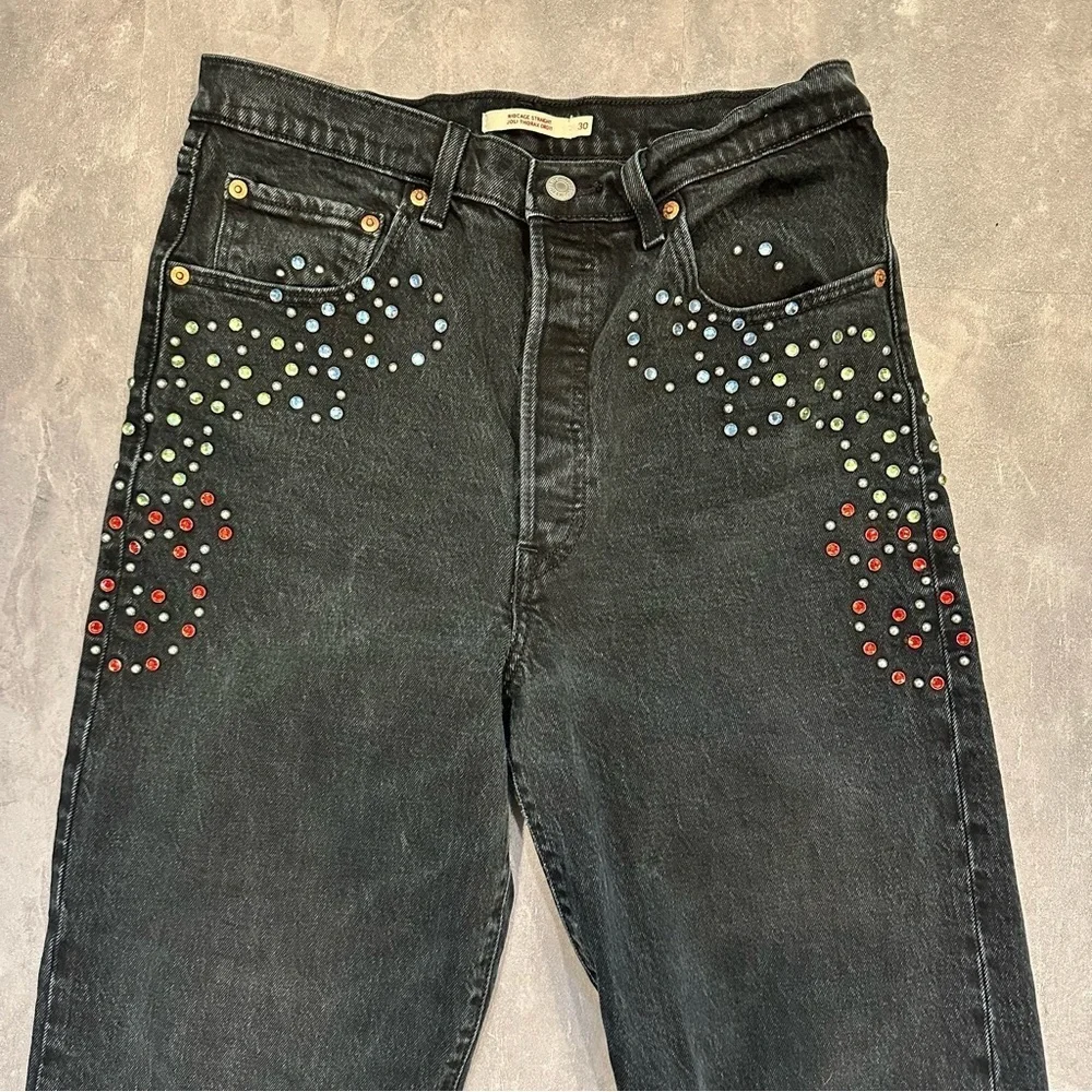 LEVI’S Ribcage Straight‎ Studded Jeans Size 30 - Picture 5 of 13
